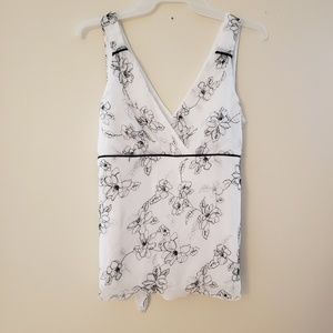 Studio Y Womens Top Blouse Lace White and Black